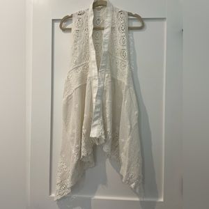 Anthropologie Meadow Rue Asymmetric Ivory Lace Vest